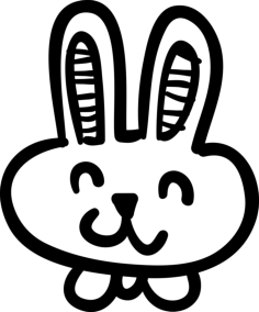 Rabbit Hand Drawn Animal Head Sticker Outline Svg File, Free Vectors File